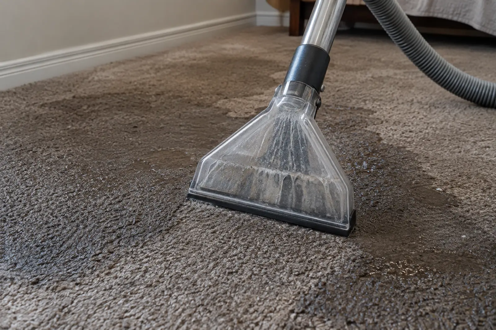 Water being extracted from a soaked carpet